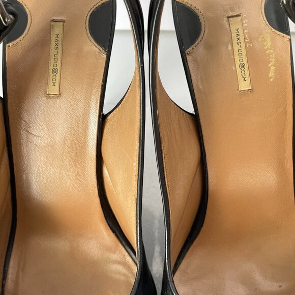 Max Studio Xalt Black Slingback Open Toe Heels - Picture 8 of 11